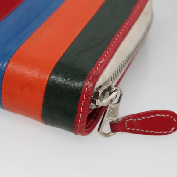 BALENCIAGA Bifold Wallet Leather Red Silver Auth 135817 - Picture 10 of 16